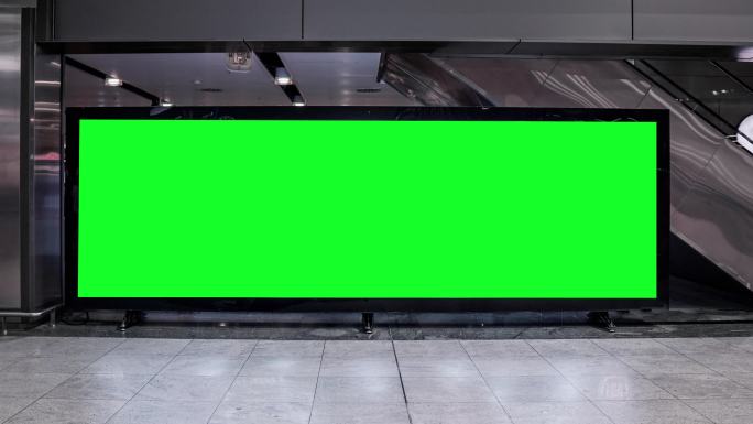 空白宽屏广告牌绿屏绿幕抠像合成广告位