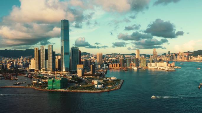 香港无人机视图香港航拍延时国际化维多利亚
