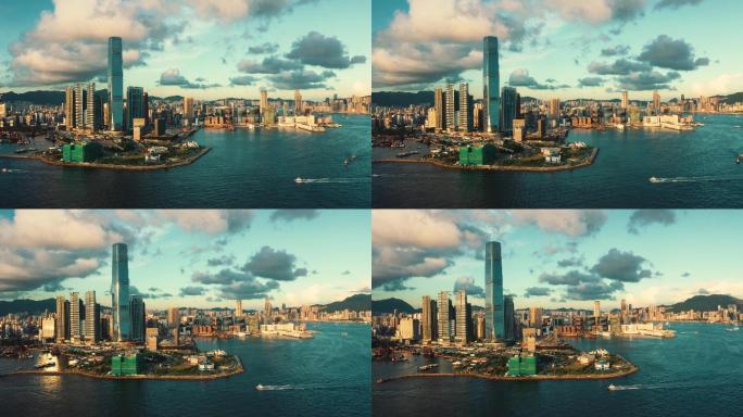 香港无人机视图香港航拍延时国际化维多利亚