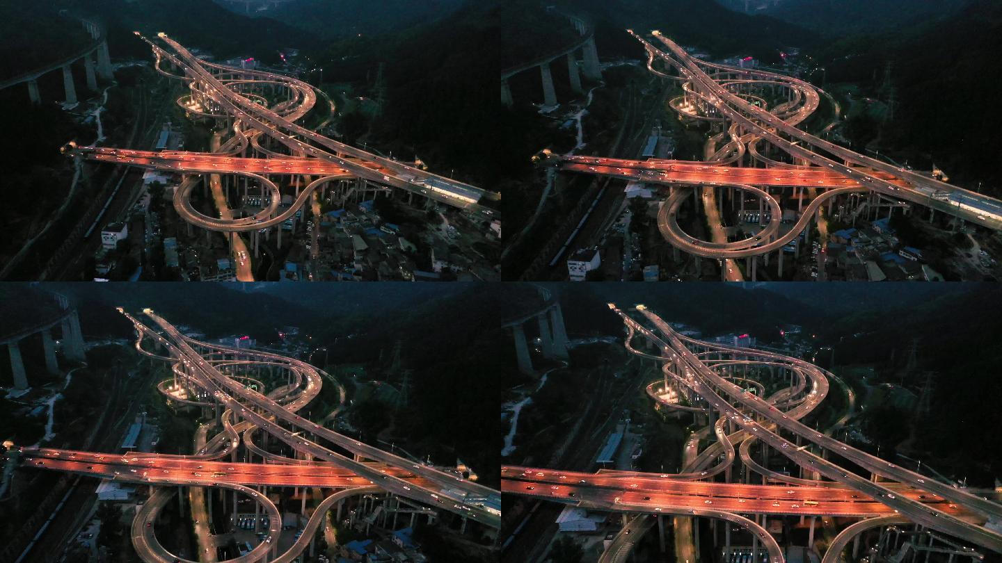 黔春立交桥夜景航拍
