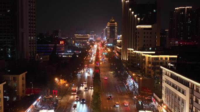 西安交通素材长安南路夜景西安电视塔夜景