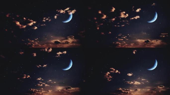 【HD天空】魔幻星月繁星弯月奇幻云朵夜空