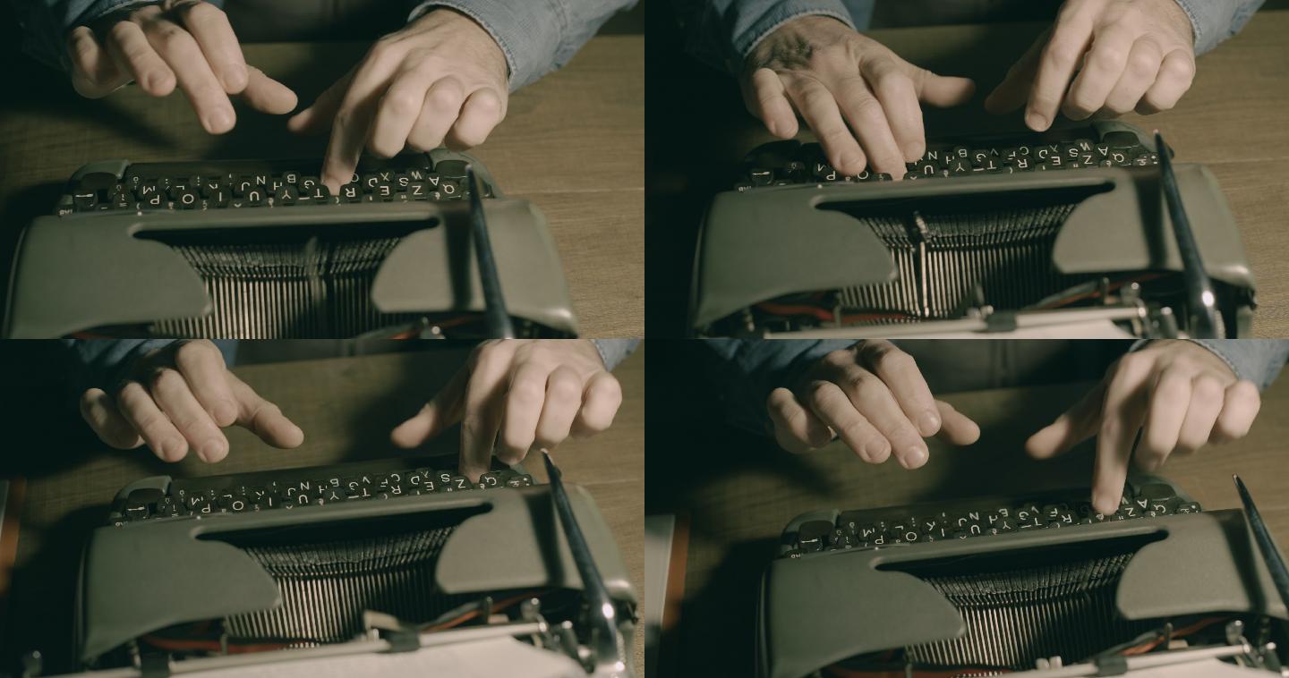 在老式打字机上打字