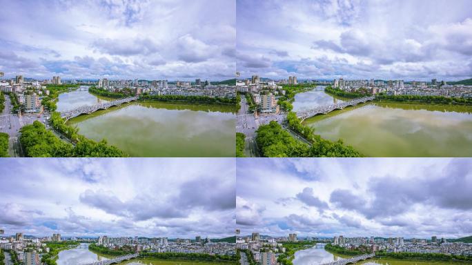 信阳浉河大景延时拍摄蓝天白云
