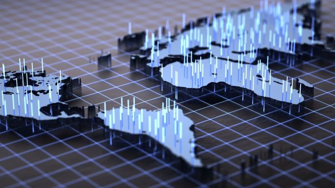 全球各大洲数据统计网格背景实时动态视频