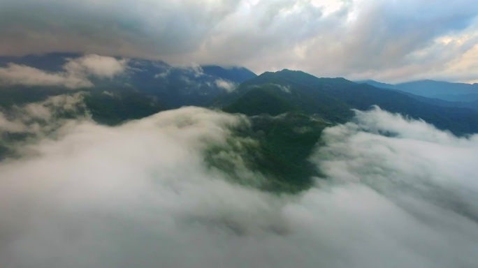 航拍云雾缭绕的十万大山