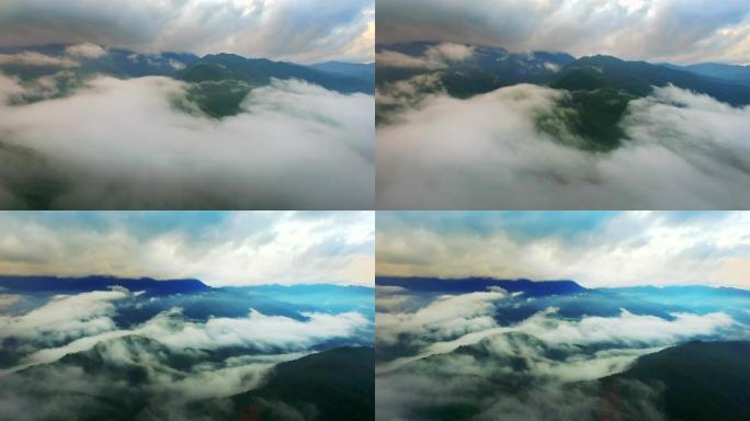 航拍云雾缭绕的十万大山