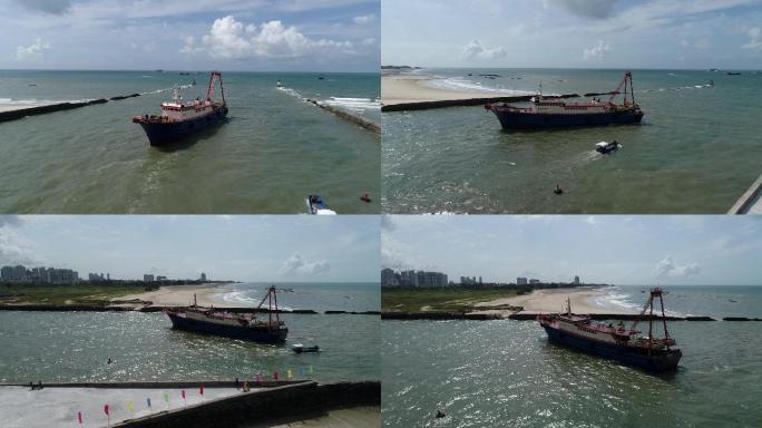 台风天渔船进港避风 渔港码头 北海侨港