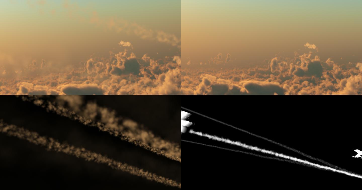 三架战斗机在云层上空高速飞行