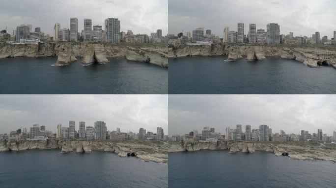 黎巴嫩-拉乌什城市建筑快速发展航拍延时国