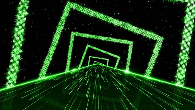 4K绿色方框光圈光线隧道视频5