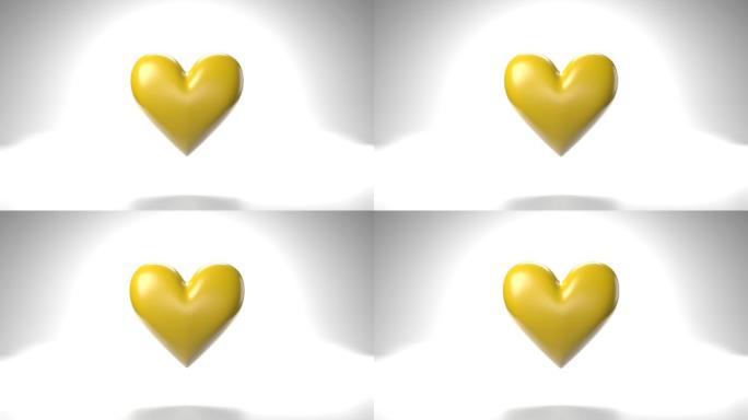 黄色心形物体3D动画