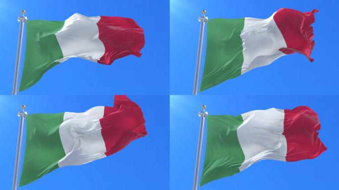 意大利国旗旗子飘扬慢动作升格镜头