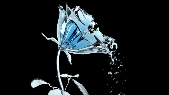 蓝色玫瑰花瓣活性水珠美容护肤动态唯美视频