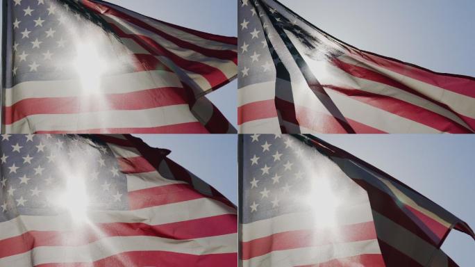 美国国旗在飘扬缓慢自由意大利