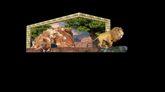 狮子3D裸眼LED转角屏素材