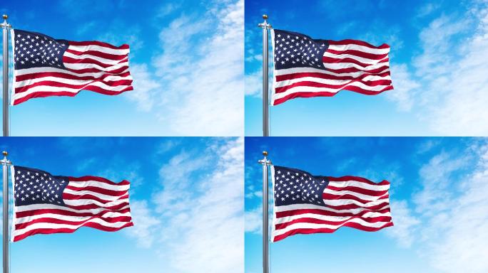 美国国旗在风中飘扬。