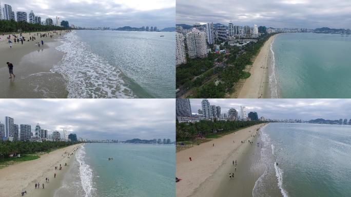 三亚旅游 海边沙滩 海边旅游人群