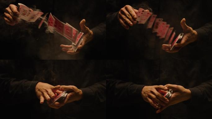 魔术师表演纸牌戏法