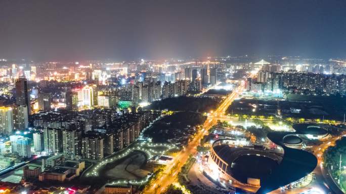 株洲城市航拍夜景延时 4k