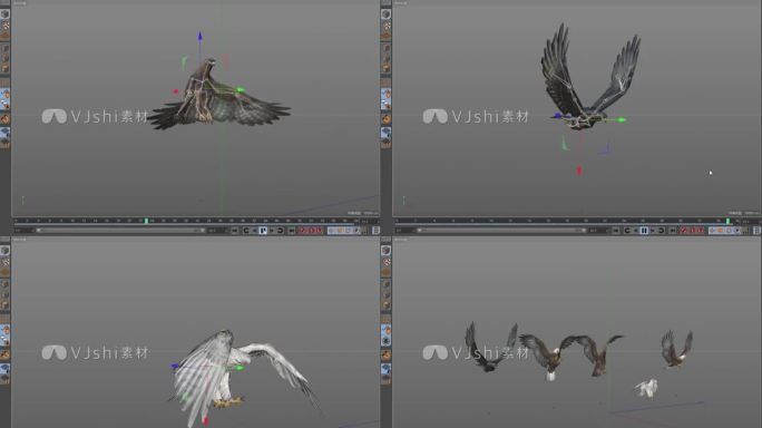 鹰鸟C4D FBX 模型动作绑定工程