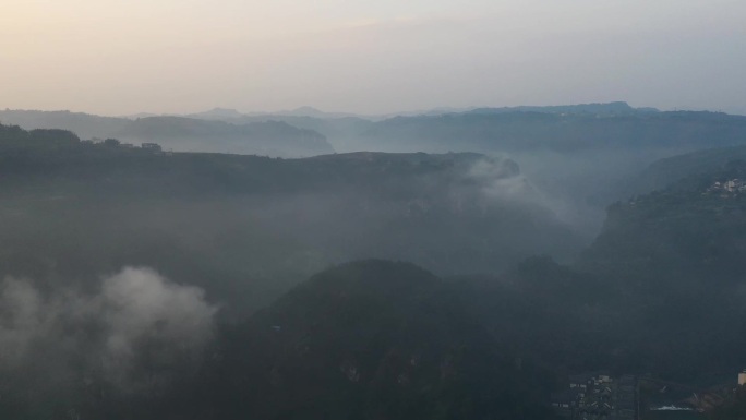 浙江新昌十九峰下岩贝景区云海延时航拍