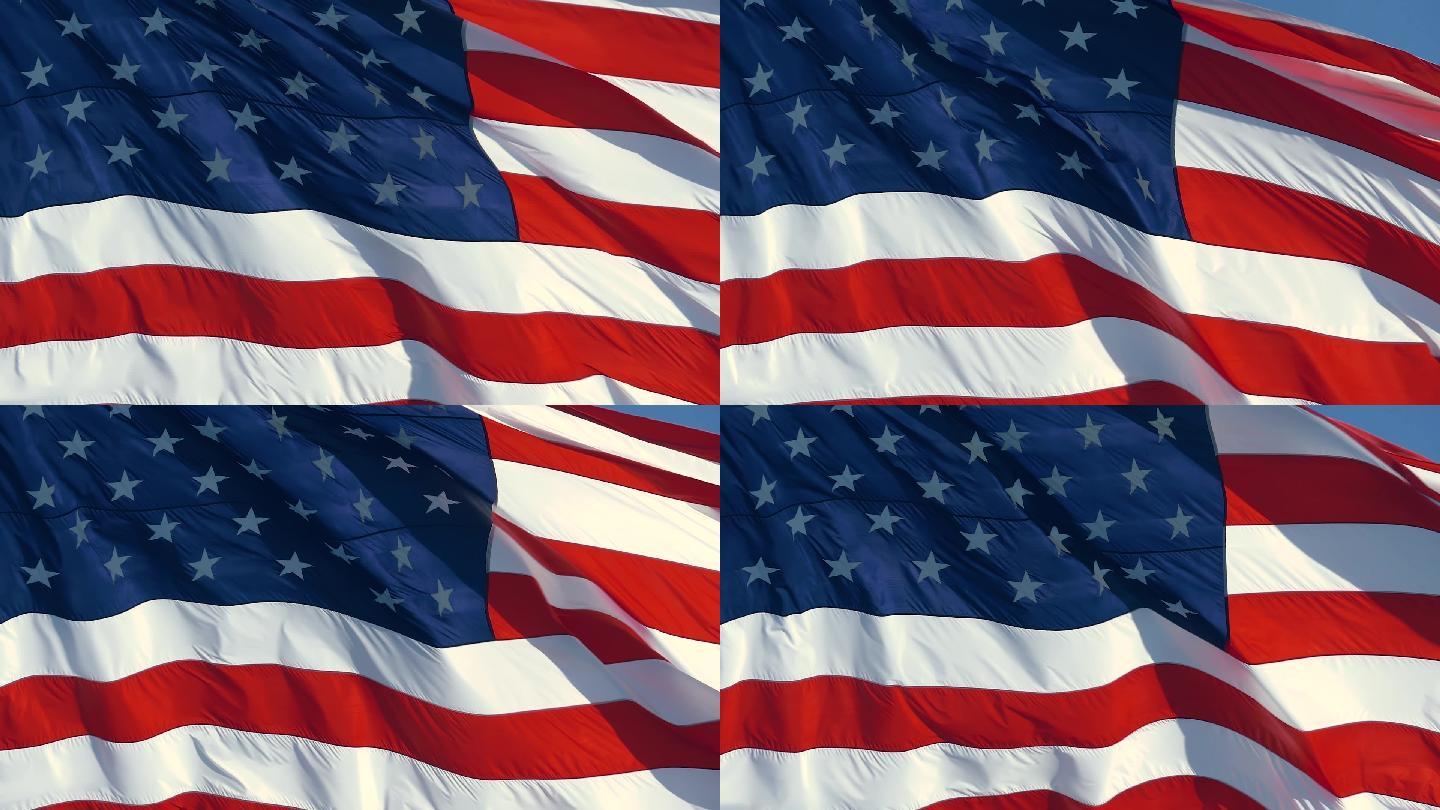 挥舞着的美国国旗国外外国场景素材旗飘扬飞