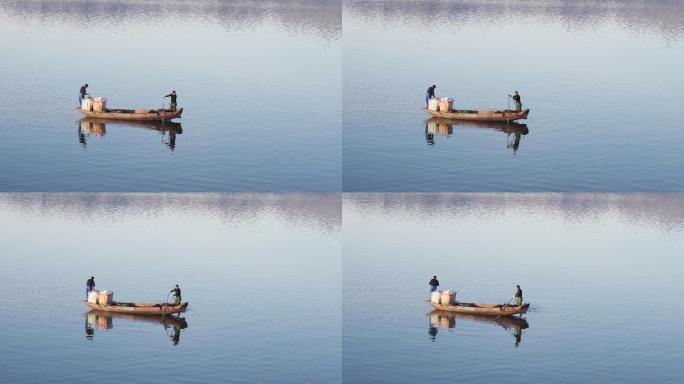 渔民打渔蓟州翠屏湖
