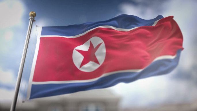 朝鲜国旗视频素材旗帜飘动旗子飘扬