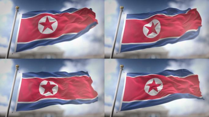 朝鲜国旗视频素材旗帜飘动旗子飘扬