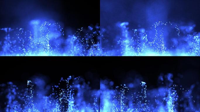蓝色发光粒子旋转黑色夜空唯美科幻动态视频