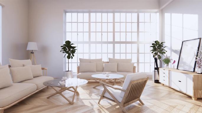 房间采用日本风格设计。三维渲染