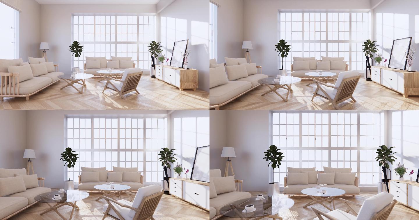 房间采用日本风格设计。三维渲染