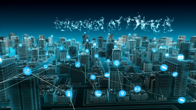 智能城市上的各种智能传感器图标