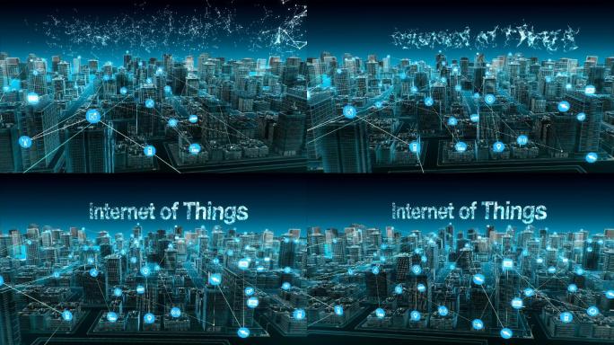 智能城市上的各种智能传感器图标