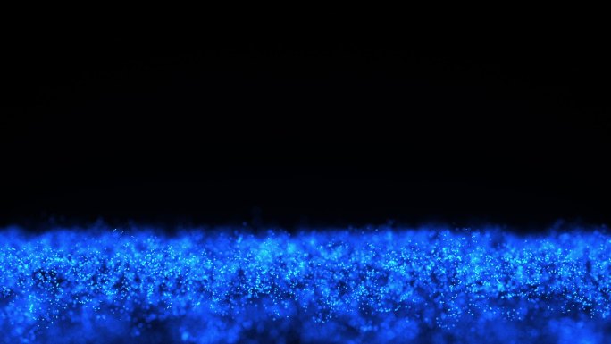 蓝色发光粒子海洋黑色夜空唯美科幻动态视频
