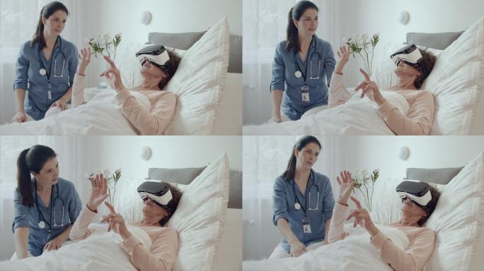 女医生通过虚拟现实技术治疗老年患者
