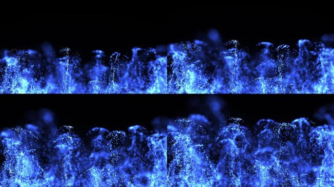 蓝色发光粒子喷射黑色夜空唯美科幻动态视频