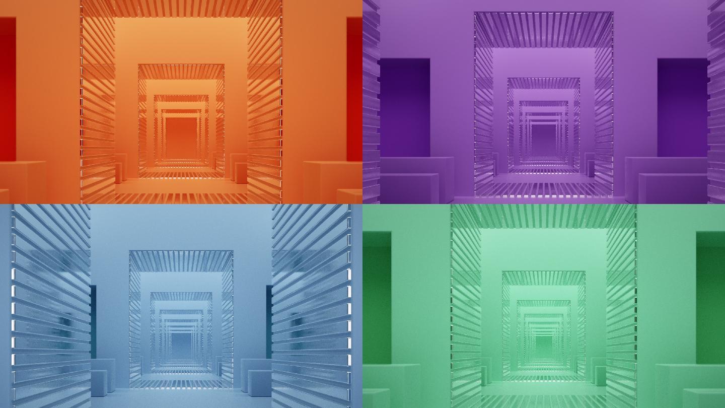 3D渲染抽象空荡现代室内走廊长廊通道过道