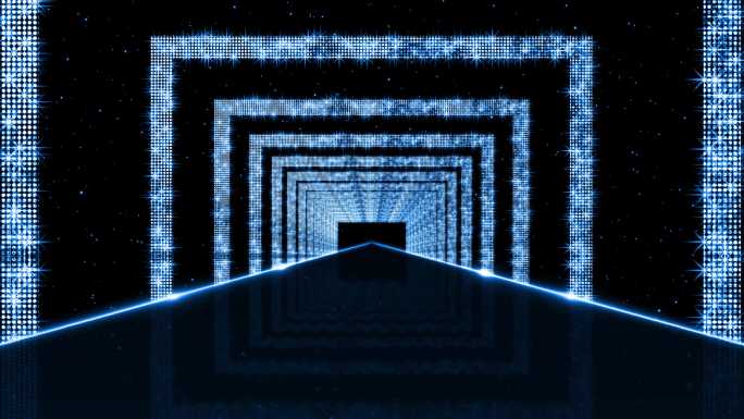 4K蓝色方框光圈光线隧道视频