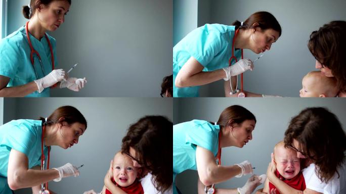 医生给婴儿接种疫苗