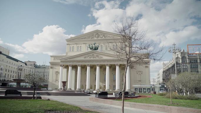 莫斯科大剧院城市建筑快速发展航拍延时国外
