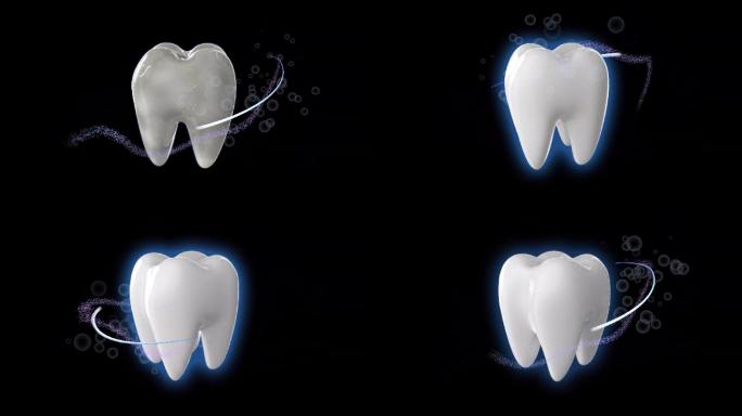 漱口水牙膏牙齿模型清洁粒子环绕口腔建康