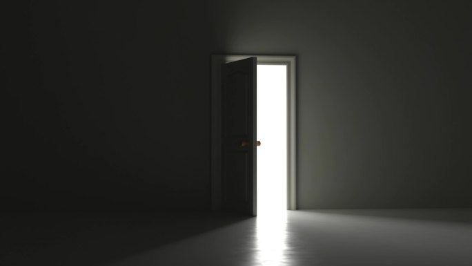 从黑暗中开门大门开口一扇门漏光希望意境