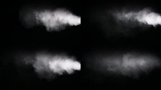 黑色背景上的抽象蒸汽喷雾
