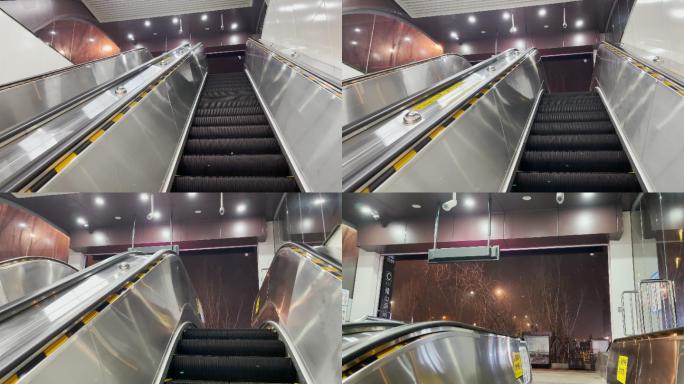 地铁站上升的自动扶梯