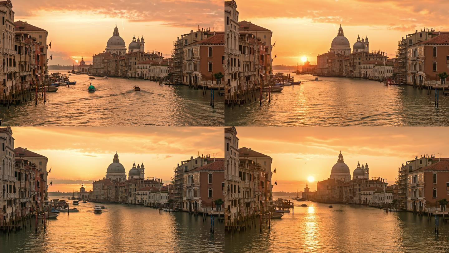威尼斯大运河上的日出