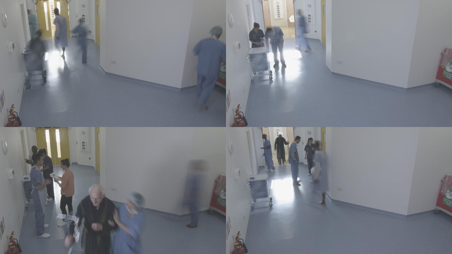 医院职员及病人人流延时走廊