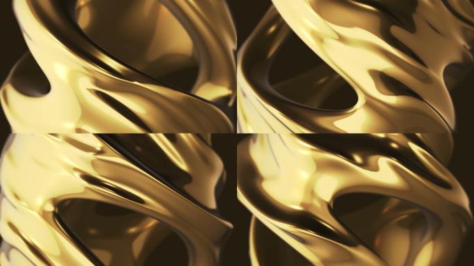 金色抽象液体动态黄色流体