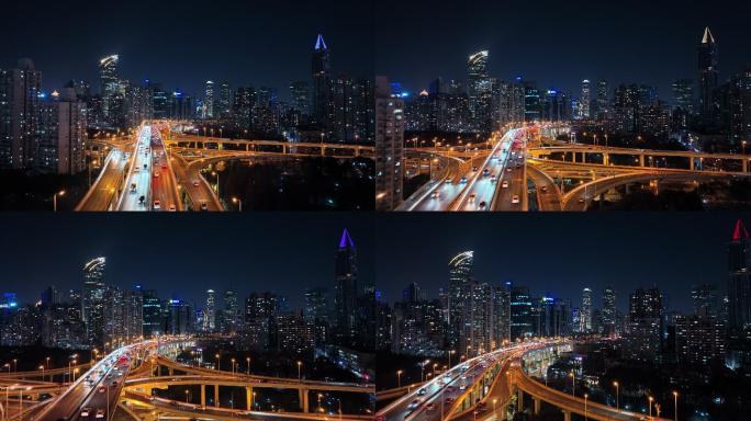 上海延安立交高架路航拍